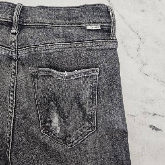 MOTHER Mid Rise Dazzler‎ Ankle Straight Leg Black Distressed Jeans 27 Preowned - Picture 8 of 11